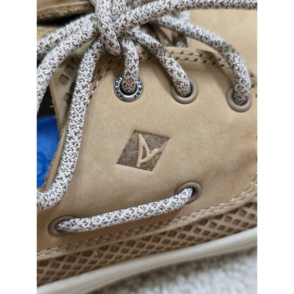 Sperry Top-Sider Mens 7 Seas 3-Eye Tan Leather Boat Shoes Size 9.5 M NWOT
